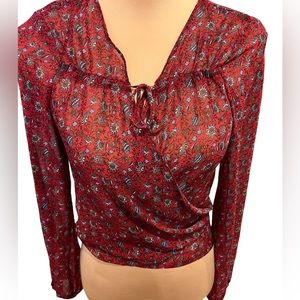 Princess Polly Red Floral Blouse